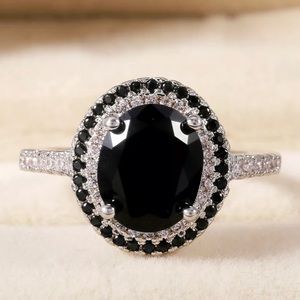 /18K STELLA BLACK DIAMOND BRIDAL WEDDING RING S6